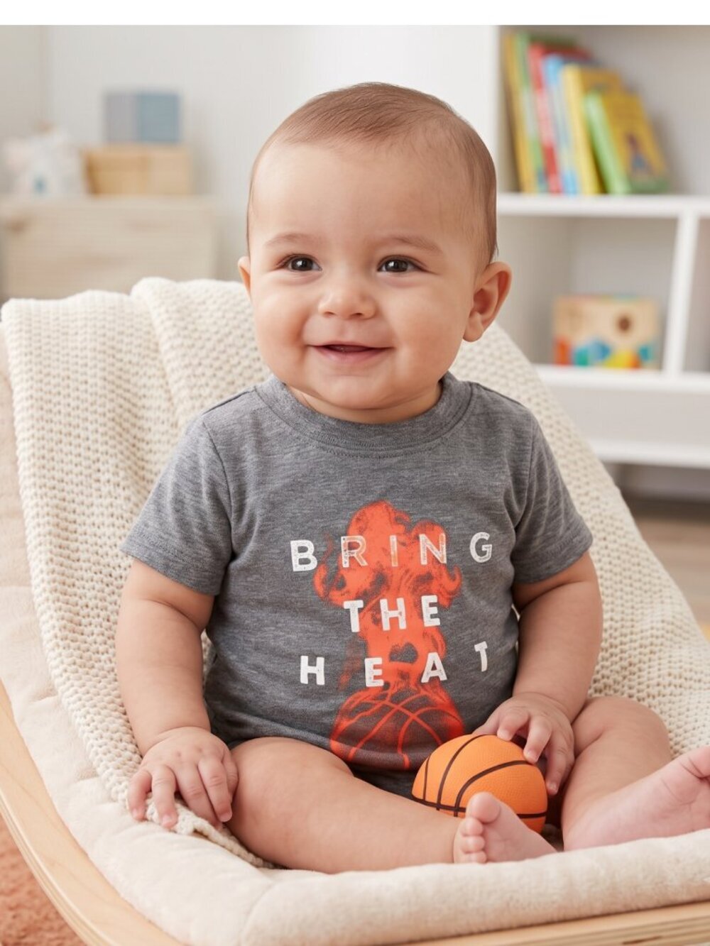 NWT | Carter's "Bring The Heat" Basketball Graphic Short Sleeve Tee | Heather Gr